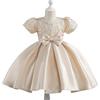 Mädchen Pailletten Satin Kurzarm Abendkleid - Puffiges High-End Geburtstagskostüm