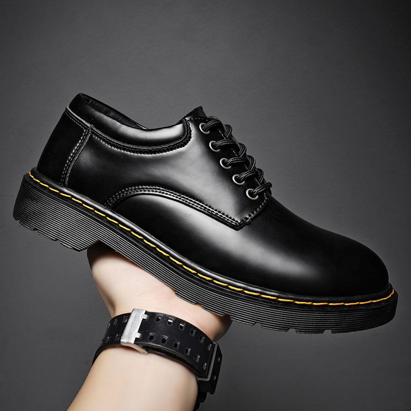 Black Leather Shoes British Style Low-top Brown Casual Shoes Pretty Boy New Autumn