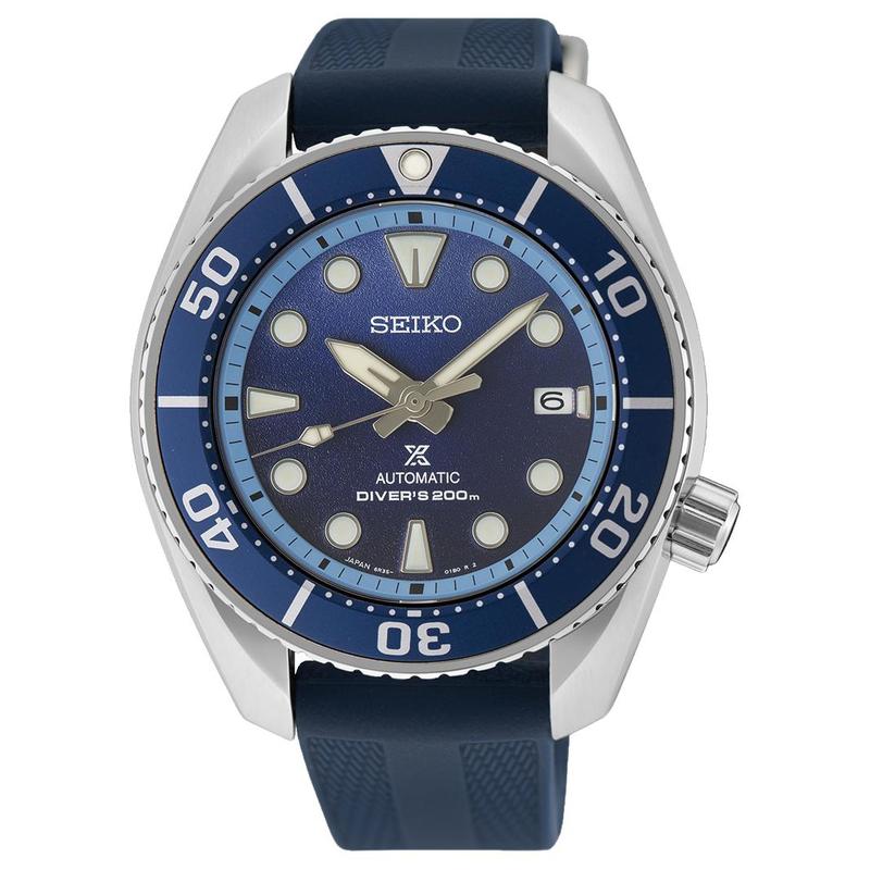SEIKO prospex 200 meters waterproof calendar Automatic silicone strap 45mm men s watch blue dial SPB543J1 синий