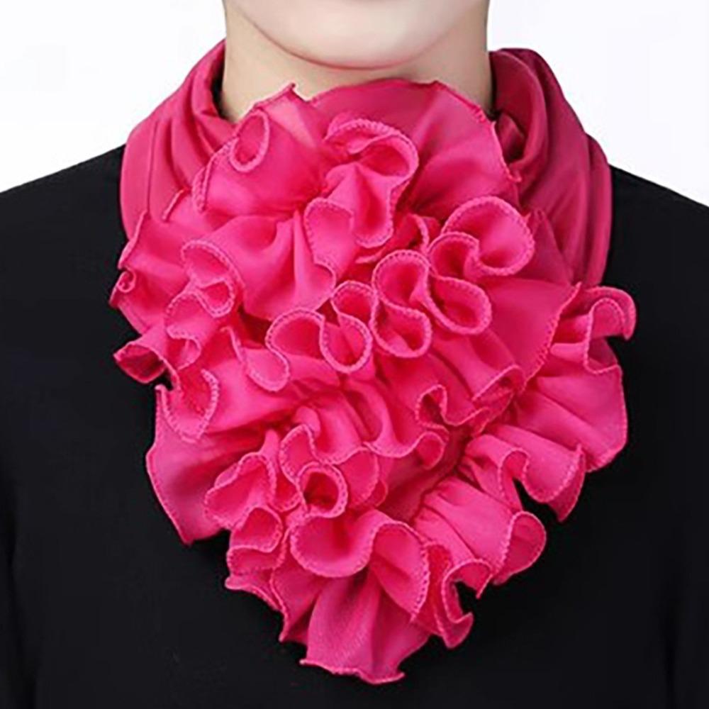 

Free Size Ruffles Collar Solid Color Fake Collar Fashion Warm Scarf рожевий червоний колір