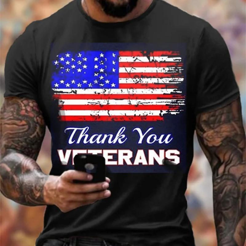 Simple Versatile Printed Top Fashionable Round Neck Short Sleeve Loose T-Shirts Men’s