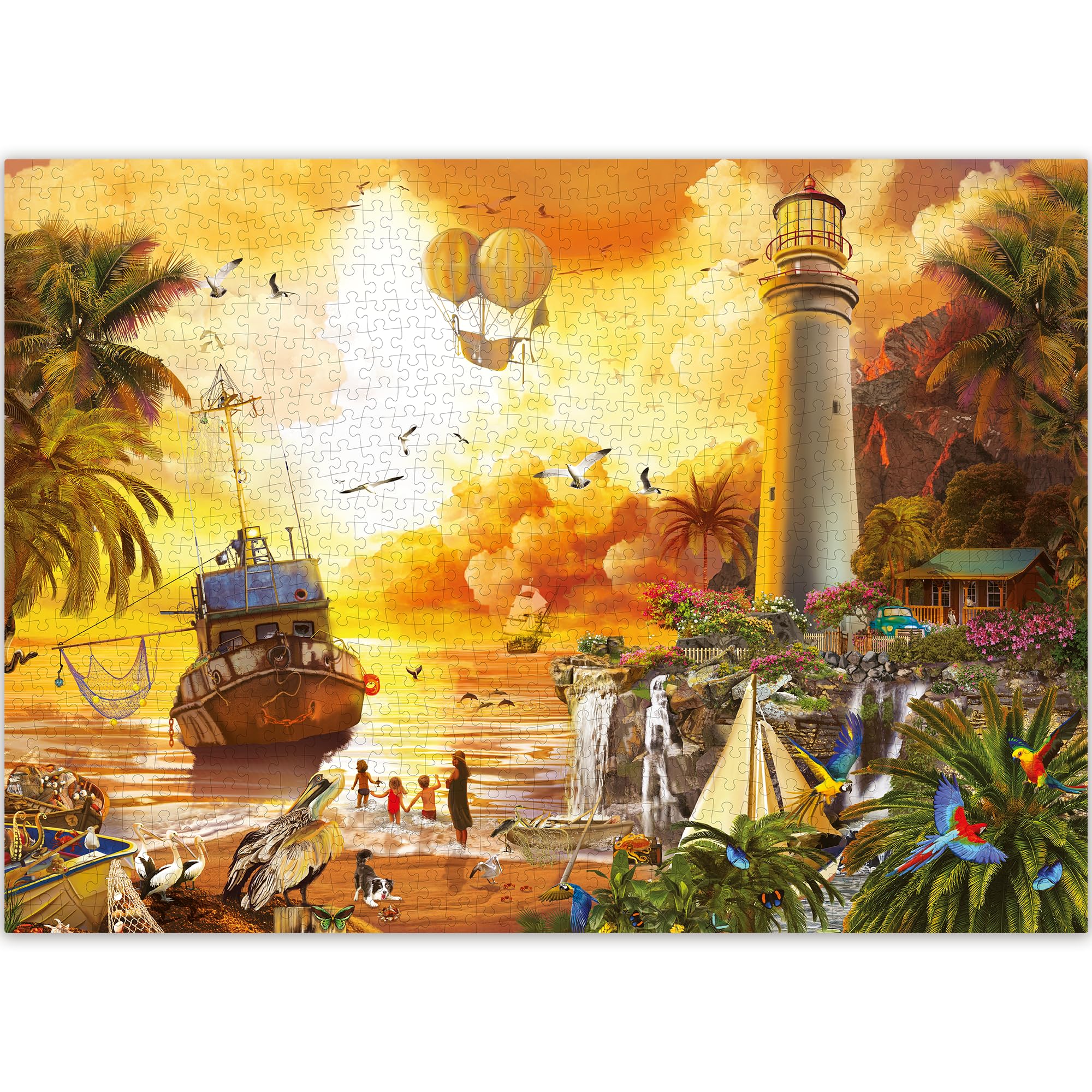 QUOKKA 1000 Piece Jigsaw Puzzle for Adults Puzzles for Men and Women Funny Animals for Kids Lighthouse - - (Ages 8-10) -