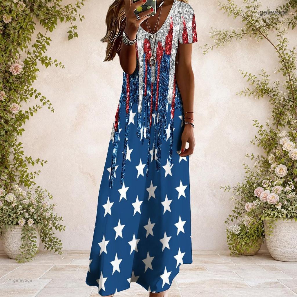 Women Plus Size V Neck Short Sleeve Polka Dot Printed White Black Straight Maxi Dress