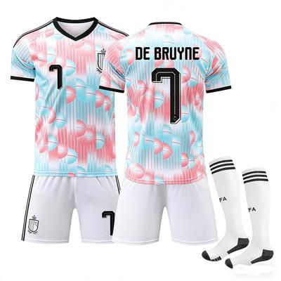 2026 FIFA World Cup Belgium Away #7 DE BRUYNE Sport Training Jersey Set with Socks Teens Kids Adults Football Kits