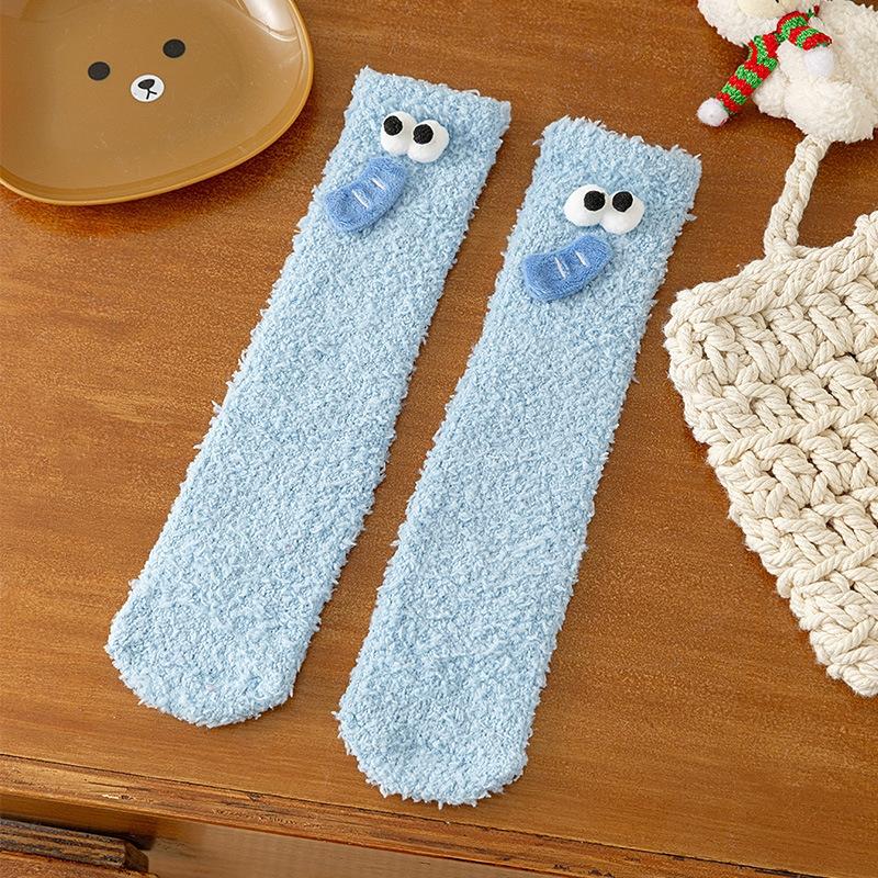 Baby Socks Cartoon Animal Cute Sweet Mid Tube Socks Winter Thick Soft Comfortable Girls Boys Coral Fleece Floor Socks
