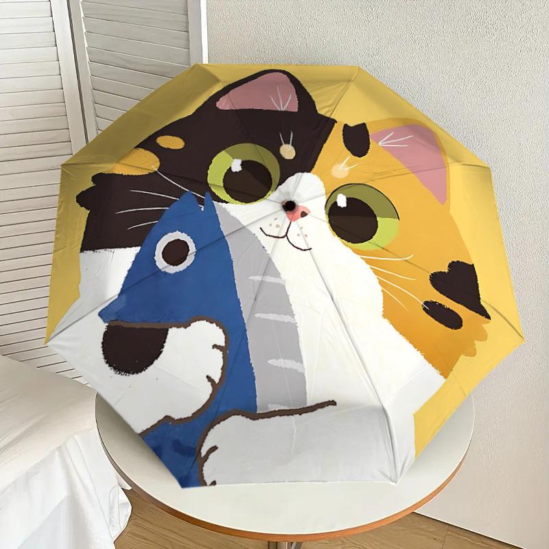 1PC Cat Fish Automatic Folding Umbrella - Compact 8-Rib Design, Durable Plastic & Iron, Lightweight for Outdoor Daily Use, Festive Gift073