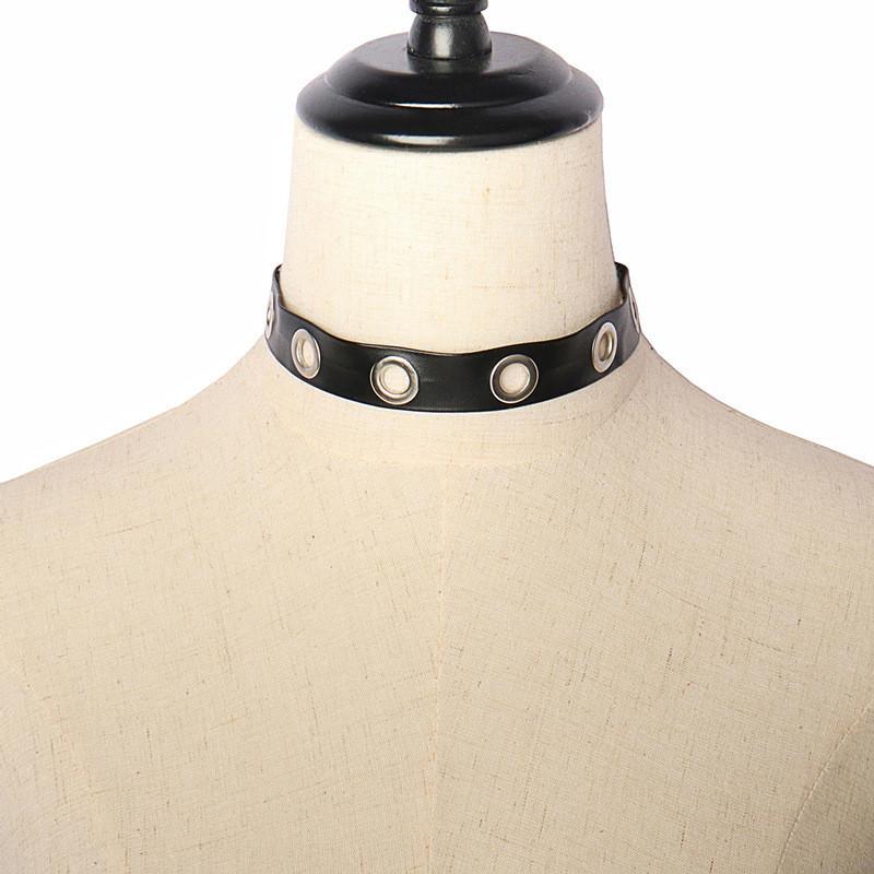 Goth Round Choker Necklaces Collar Black Pu Leather Gothic Accessories Woman Punk Chocker Cosplay Jewelry