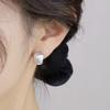 Silver Needle Metal Matte Brushed Matte Small Pea Earrings Women's Niche Feeling Gold and Silver Bean Earrings Stud Earrings