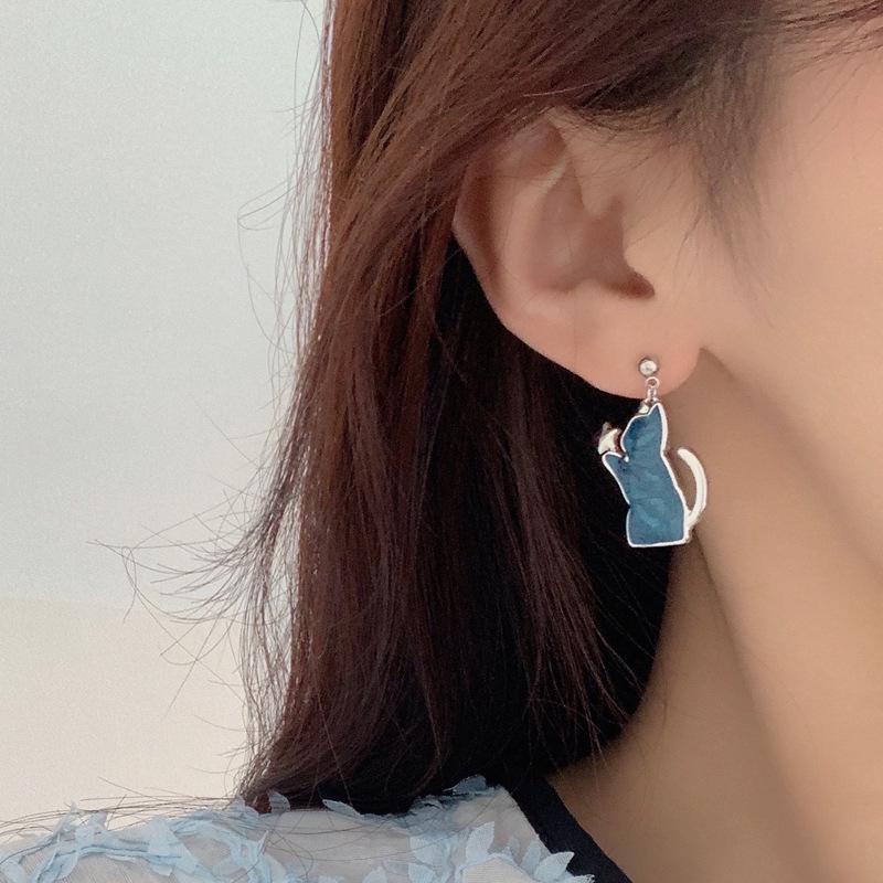 Girly Asymmetrical Cat Star Bow Earrings