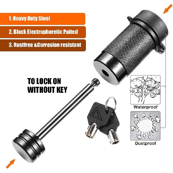 CZC AUTO Trailer Tongue Coupler Lock, Dia 1/4 Inch, 2-1/2 Inch Span Fits Latch-Type Coupler For Towing Boat Truck RV Car Trailer