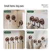 Walnut Solid Wood Door Hook, Nail-Free Wall-Mounted Clothes Hanger for Bedroom Decor