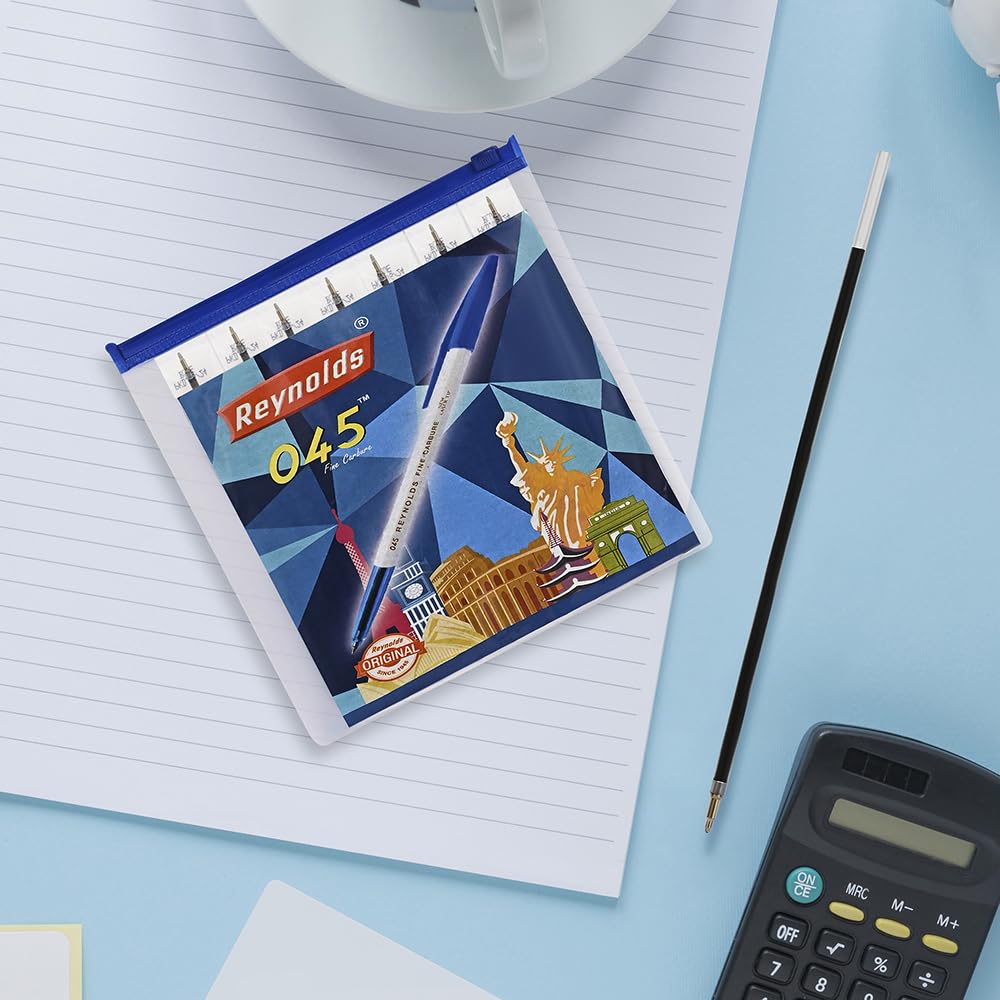 Reynolds 045 Blue Ball Pen Refills Set 1 Pack of 1 x  20 PENS Refill for Smooth Writing at Home, Office & School