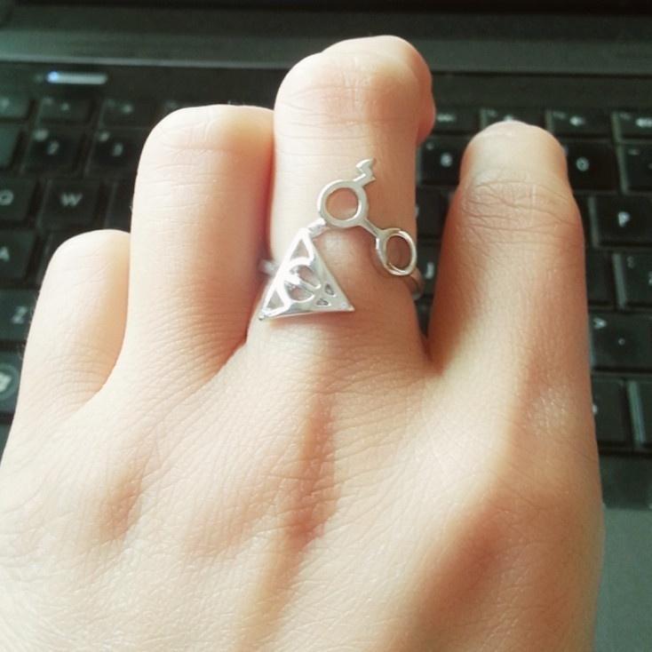 Women's Fashion Jewelry Harry Potter Deathly Hallows Glasses Ring Vintage Punk Gold Knuckle Finger Ri