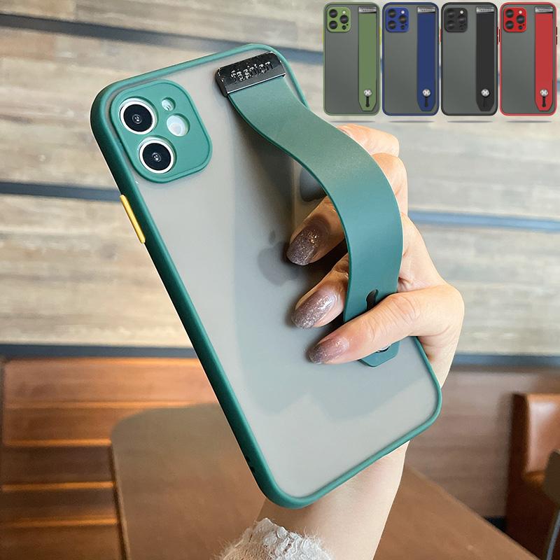 

Сплошной цвет, мягкий бампер из ТПУ, держатель для браслета, тонкий противоударный защитный чехол против царапин для IPhone, Samsung, Huawei, Xiaomi OnePlus Nord чёрный