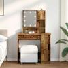 Vidaxl Dressing Table With LED Lighting, Old Wood, 86.5X35X136 Cm