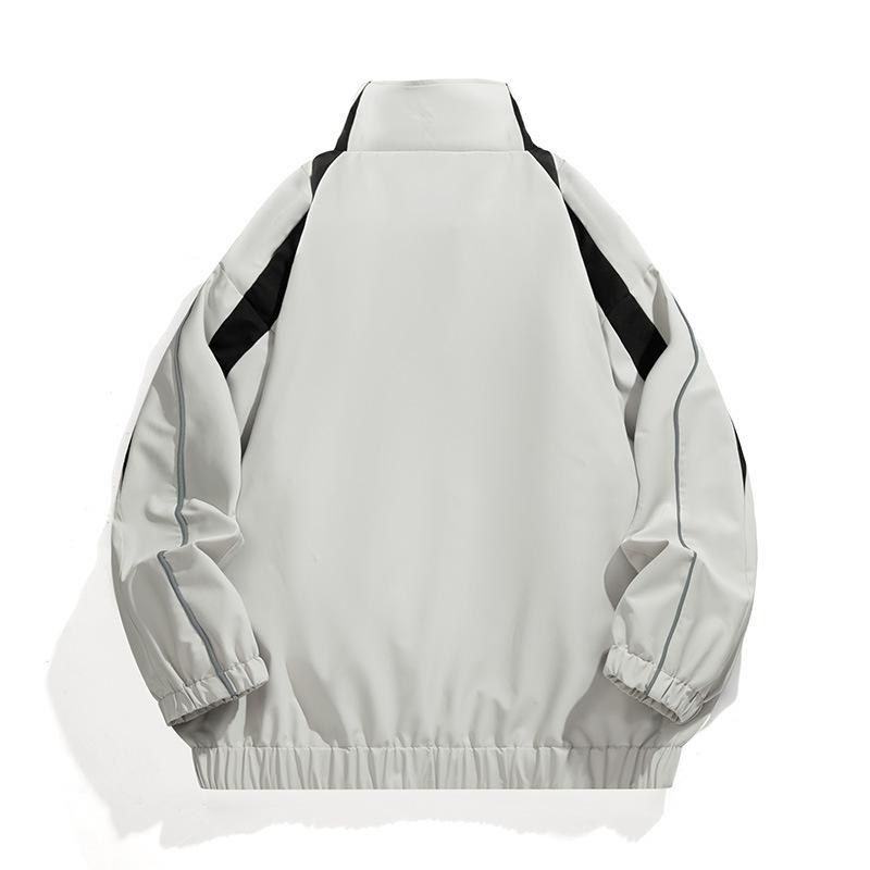 Frühlings- und Herbst-Spleiß Stehkragen Lässige Einfarbige Jacke Paarjacke