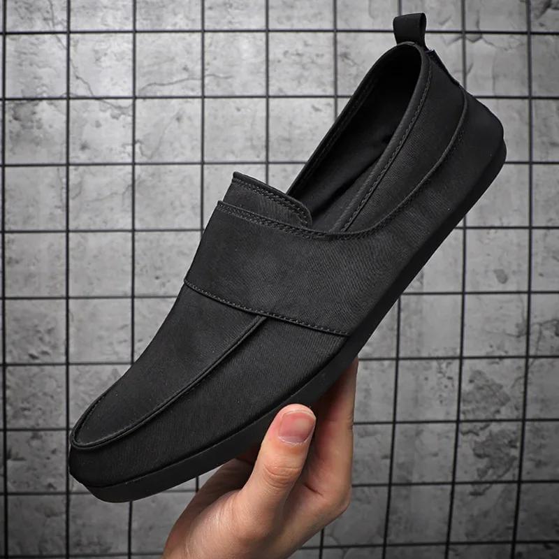 Fashion TWBEB Fashion Shoes Men Loafers Canvas Shoes Men Casual Shoes Flat Slip On Male Footwear
