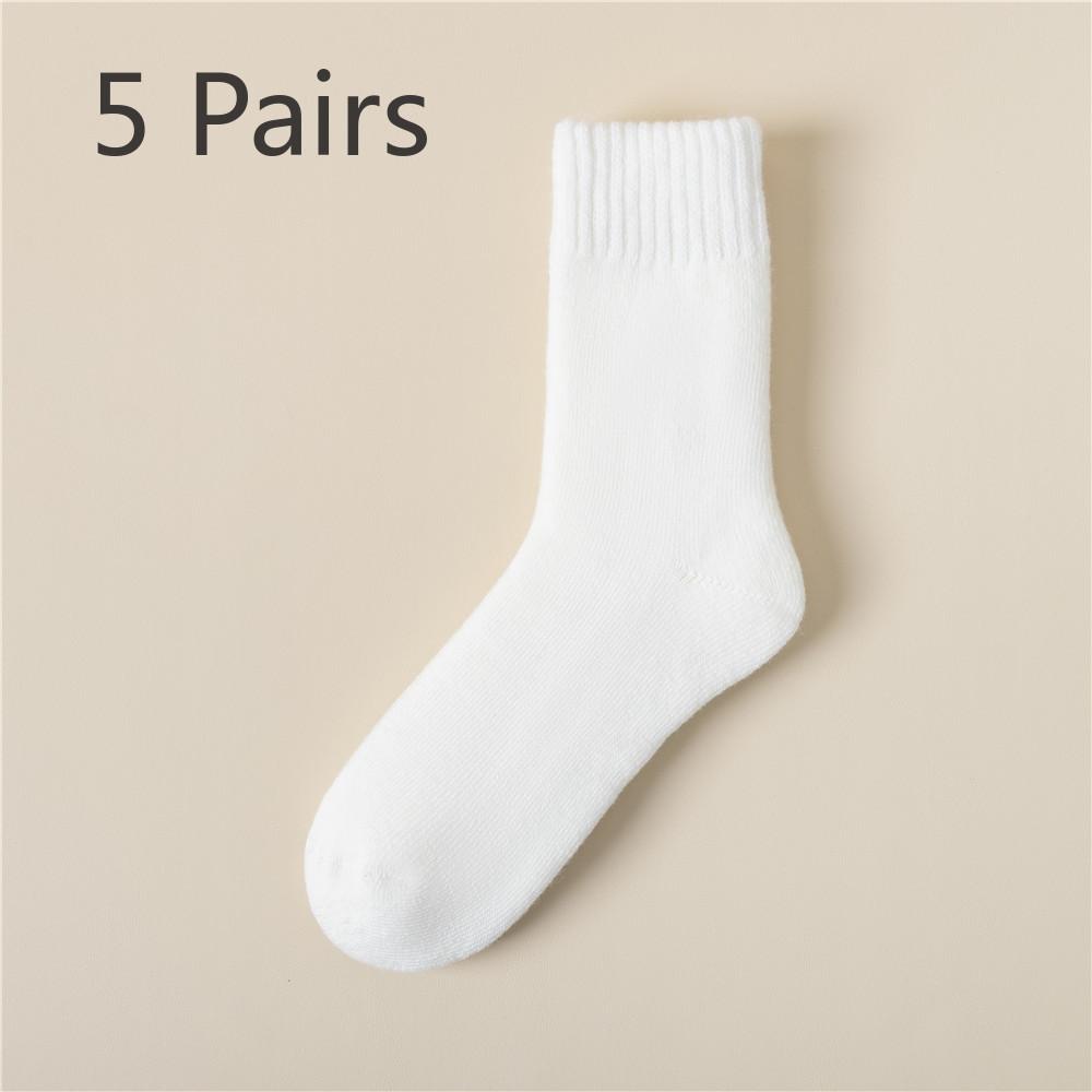 5 Pairs Cashmere Socks Women's Autumn and Winter Plus Cashmere Thick Mid-tube Socks Plush Super Thick Month Socks Winter Stockings