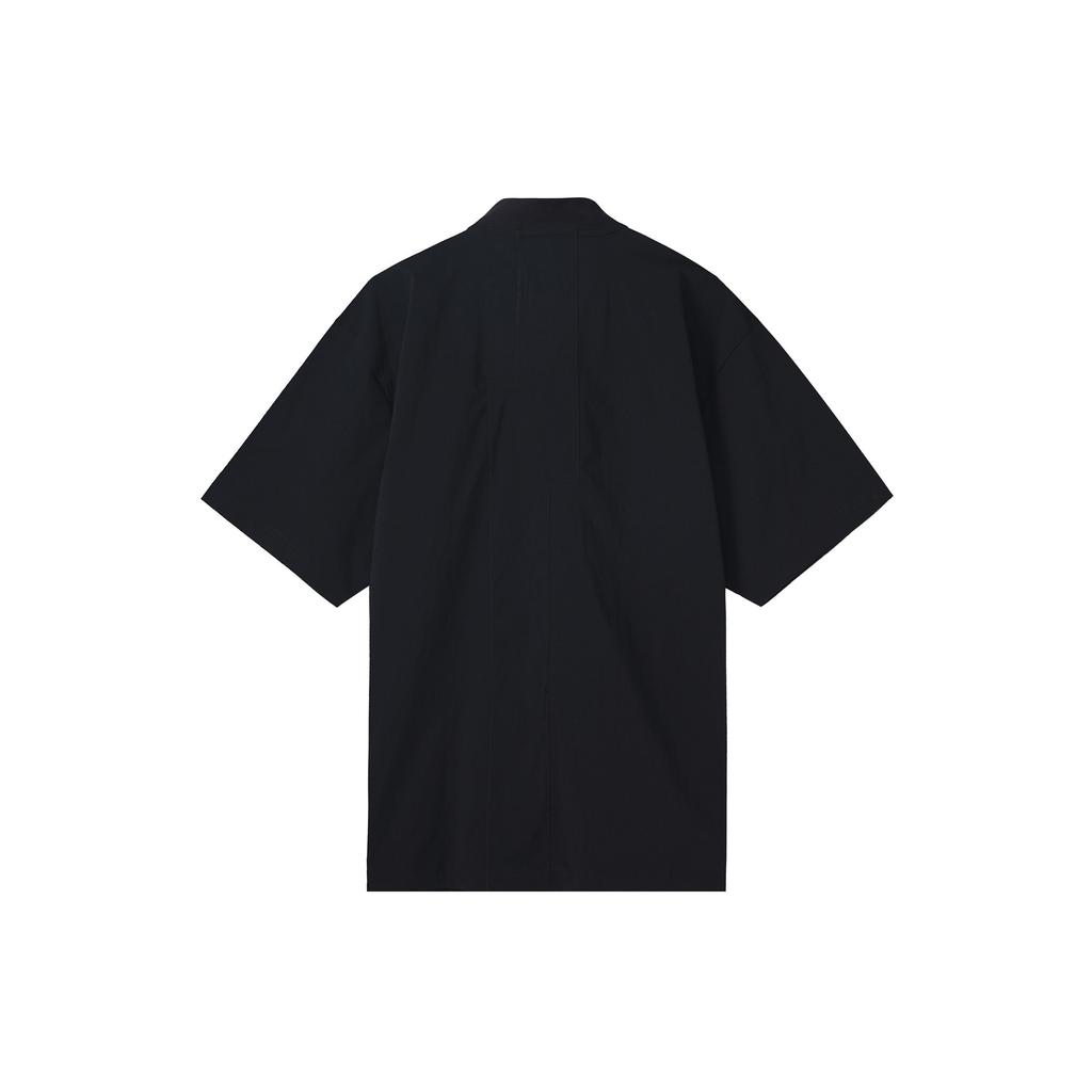 Jordan FW22 Solid Color Logo Print Zip-Up Short Sleeve Shirt Men Tops Black DR2173-010