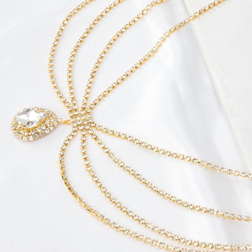 Bohemian Forehead Chain Water Drop Boho Headband Shining Rhinestone Head Chain  Party