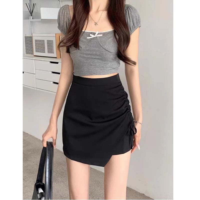 

Women s High Waist Slim Hip Skirt-Pants with Irregular Drawstring Design for Autumn 2023 L