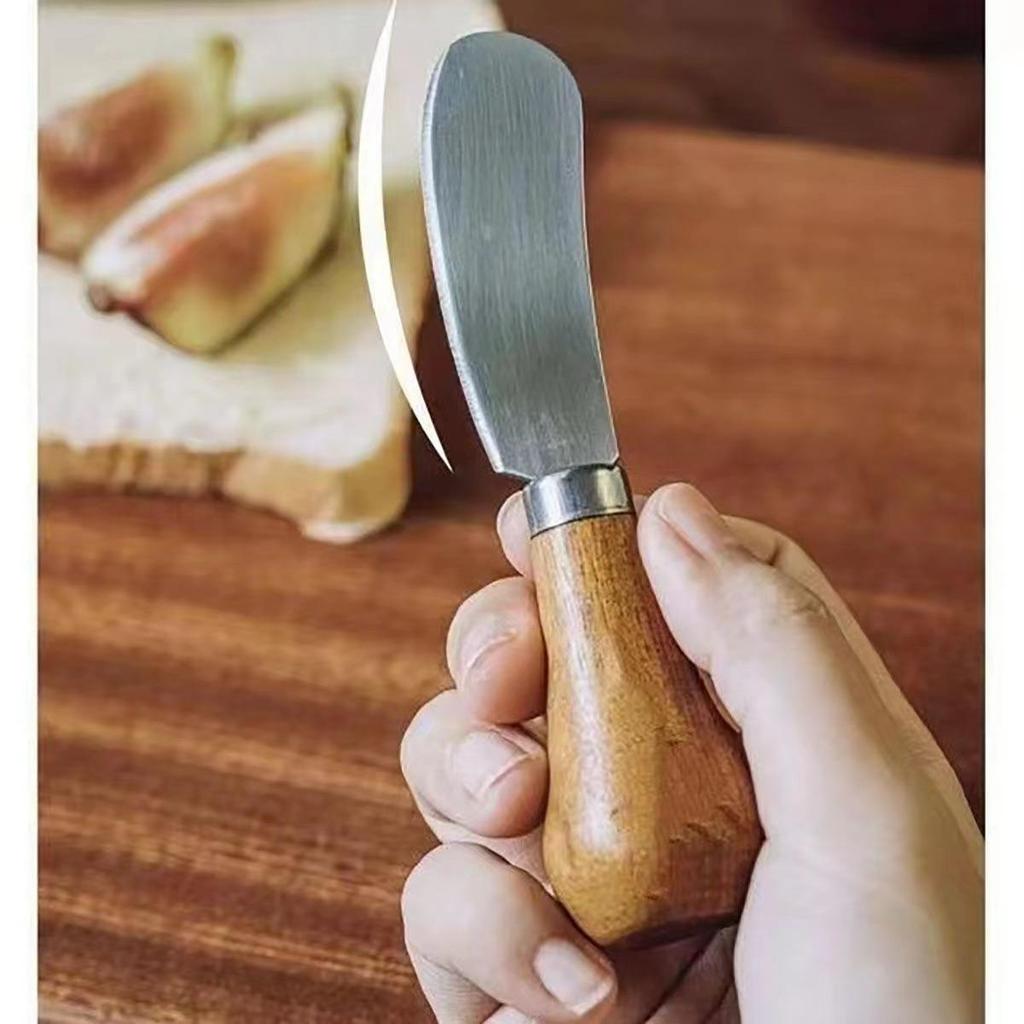 Wood Handle Vertical Butter & Jam Spreader - Dual-Function Knife for Cutting & Spreading Cheese