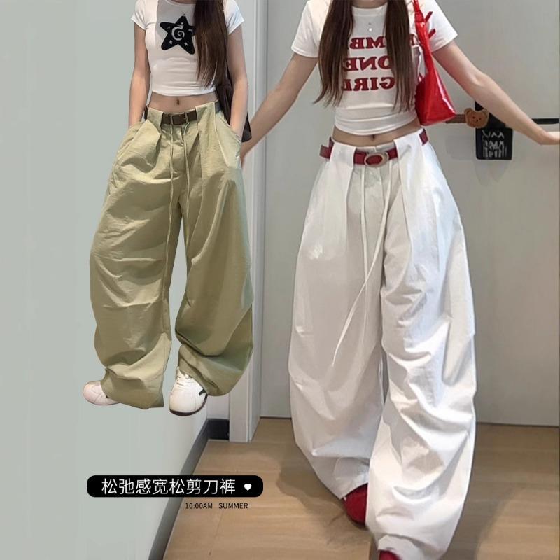 Quick-drying scissor pants women's design sense lazy wide-leg overalls new pear-shaped body drape sports pants