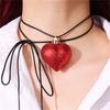 Elegant Long Neck Chain Adjustable Rope Collarbone Chains Electroplate Heart Pendant Neckchain Jewelry for Women Girls