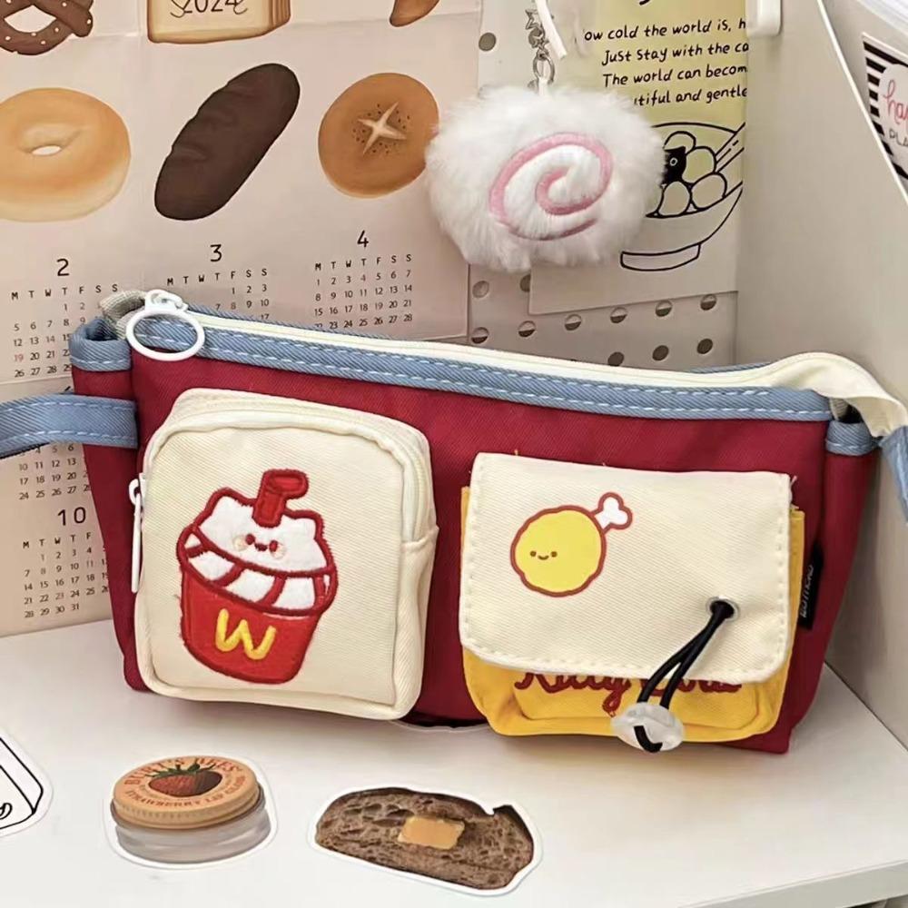 Portable Pencil Case Hamburger And French Fries Stationery Bag New Pen Bag  Back To School