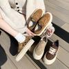 2025 Spring New Sports Women's Shoes Fashion Low Top Thick Bottom Casual Board Shoes Suede Round Head Strap Flat Shoes