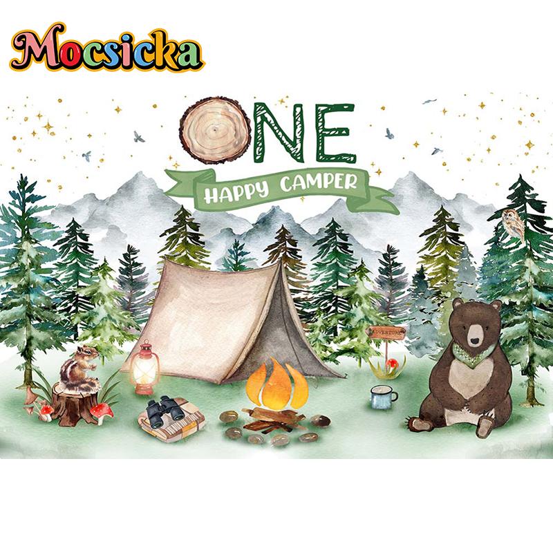 Mocsicka Safari Birthday Party Photography Background Forest Jungle Baby Shower Children Customized Photo Backdrop Banner