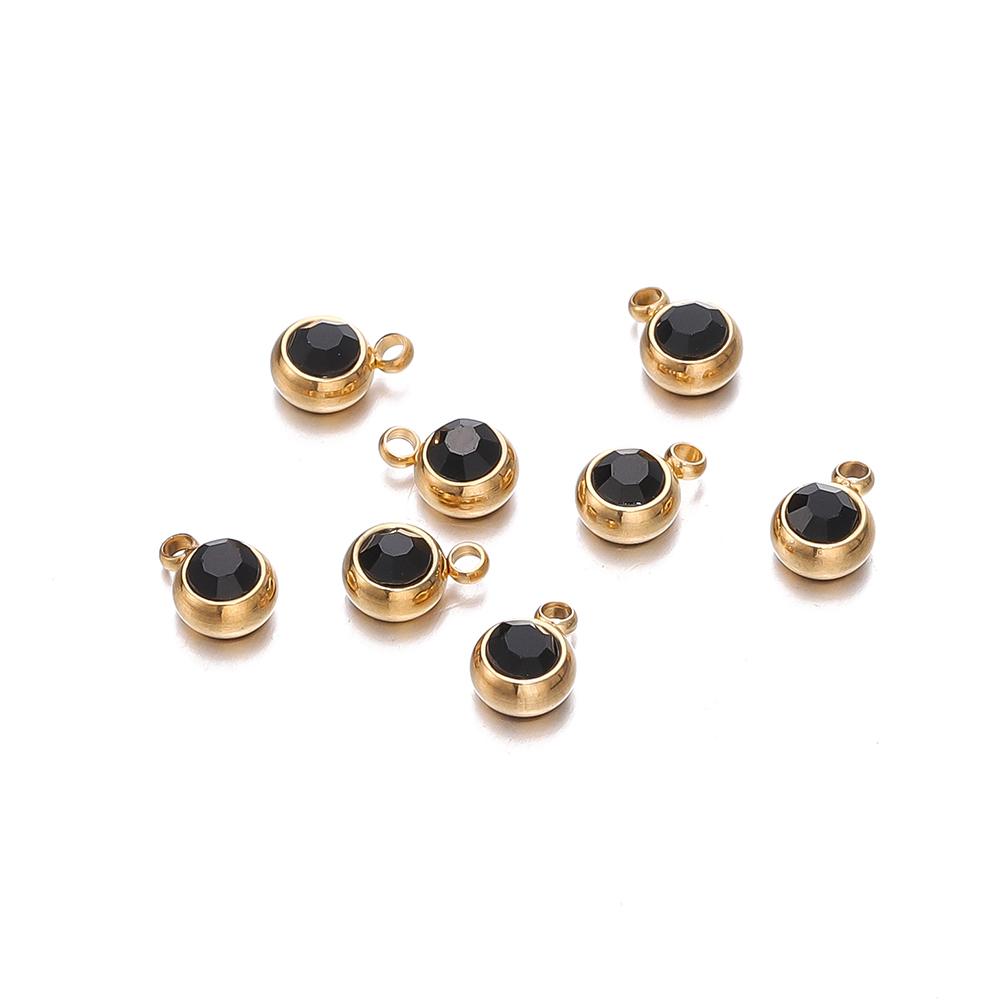 20 Stück 6mm Edelstahl Strassperlen Goldfarbe Kristall Anhänger für DIY Halskette Armband Charm Schmuckherstellung