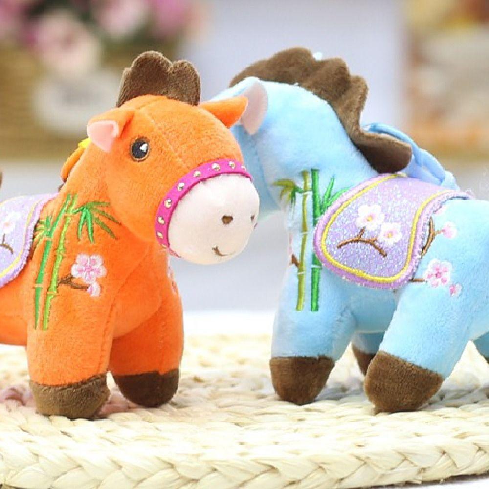 Creative Plush Horse Keychain 12cm Cartoon Steed Doll Plush Horse Doll Pendant Year of Horse