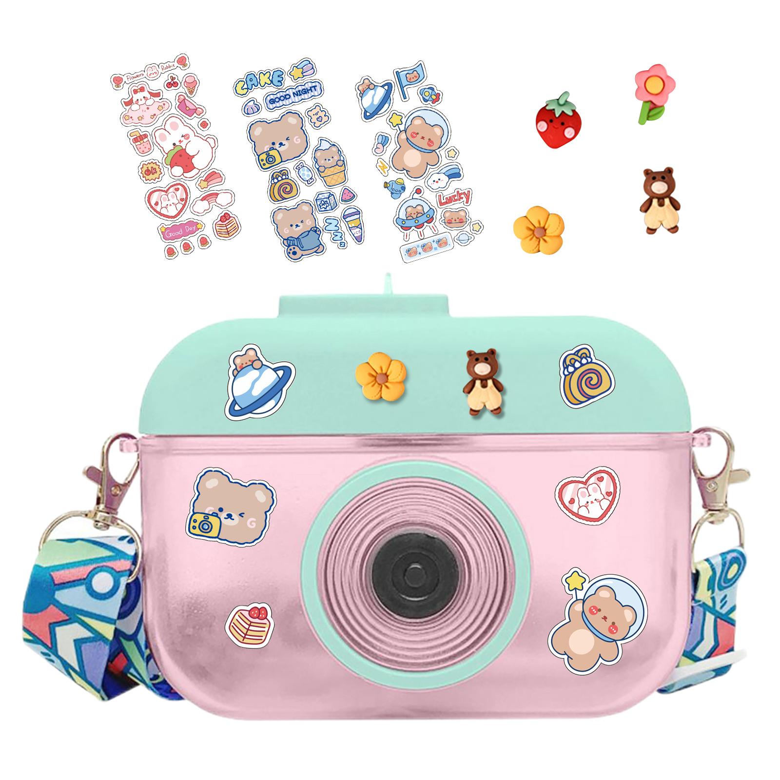 

Camera Shape Kettle Water Bottle Leak Proof 400ml Straw Cups Adjustable Shoulder Straps Kawaii Drinking Cups for Adult Kids