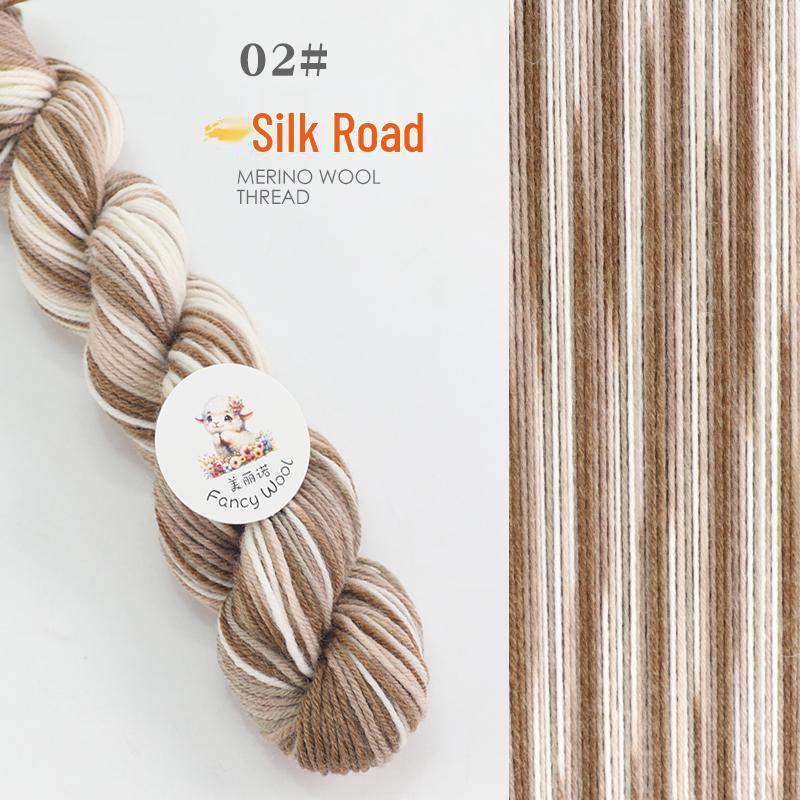 Hand-Dyed Variegated Wool Yarn: Ideal for DIY Knitting, Medium-Thickness Cotton, and Wool Blend for Hats and Scarves