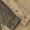 Men's Khaki Military Green Retro Shirt Jacket for Spring and Autumn