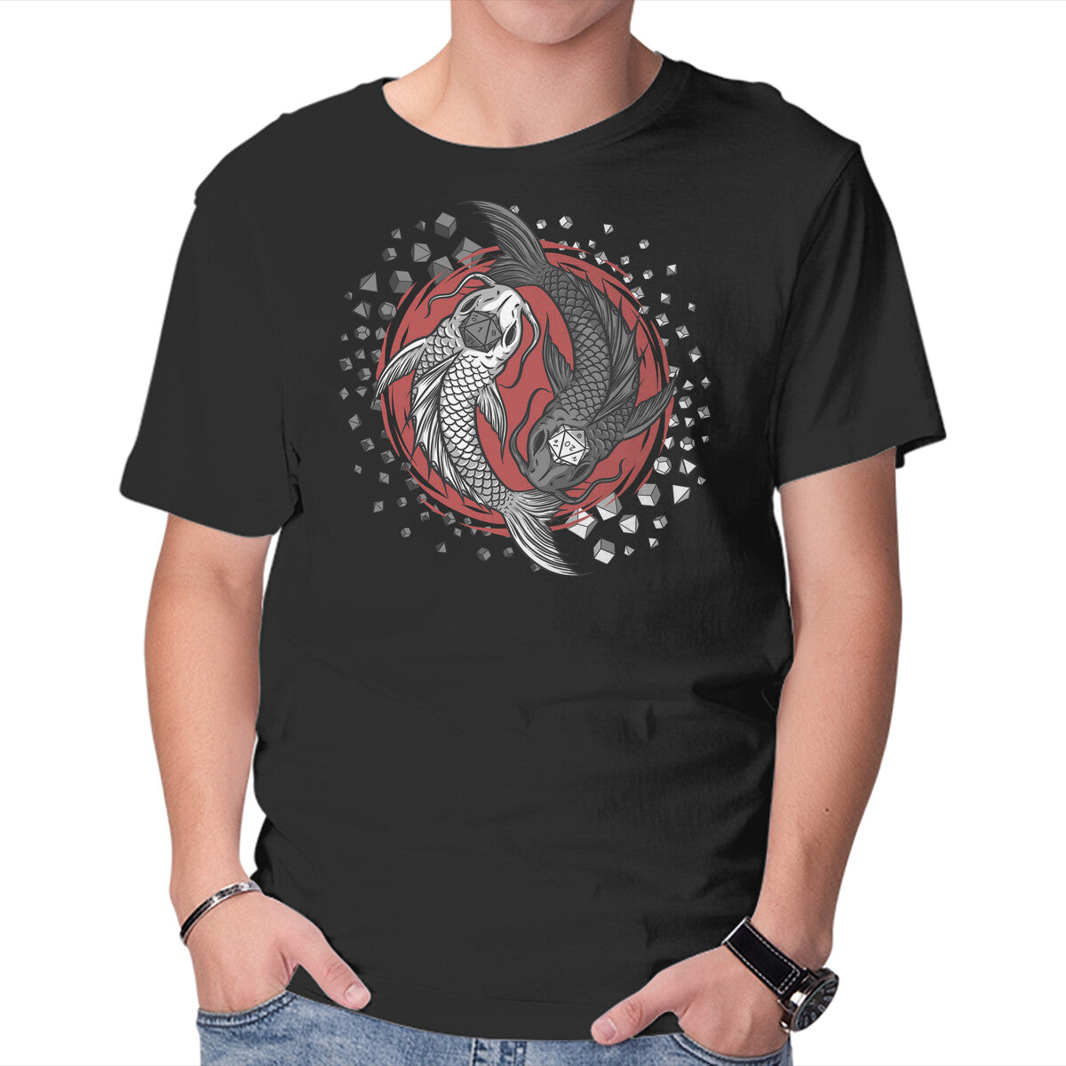 Unisex Crew Neck T-Shirt Dice Fish Graphic Short Sleeve Casual Tee XXXXL