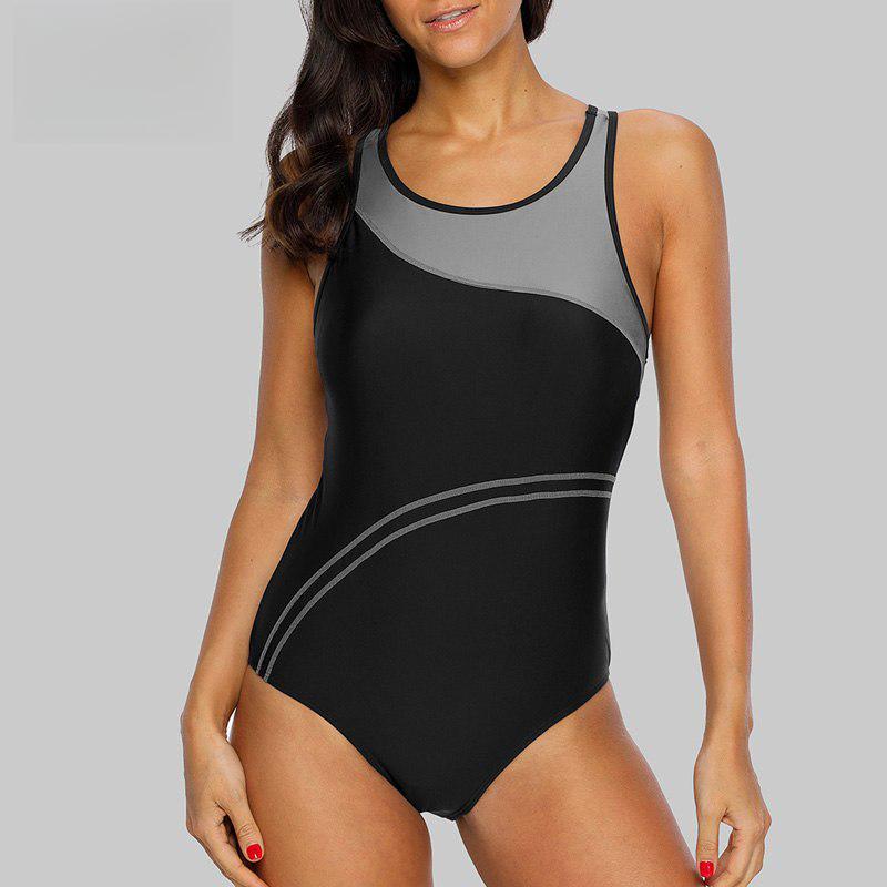 

One Piece Women Sports Swimwear Striped Swimsuit Women Beach Wear Bathing Suit XL сірий