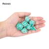 7 Pcs Silver Green Hand Metal Dice Solid Metal Polyhedral Dice Set Suitable for Role-Playing RPG  Board Game Card Game