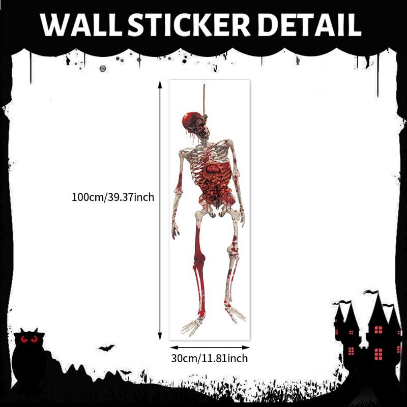 Halloween Decorative Window Stickers PVC Material Skeleton Wall Sticker Terrifying Female Ghost Decorative Door Sticker