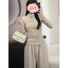 Spring 2025 Women's Slim Fit Long Sleeve Chinese High Neck Frog Button Top
