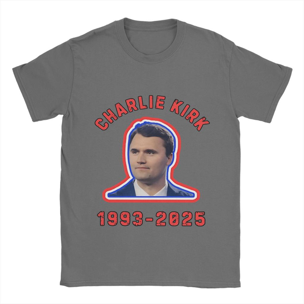 Men's Charlie Kirk T Shirt  100% Cotton Tops Funny Short Sleeve O Neck Tees Printed T-Shirt