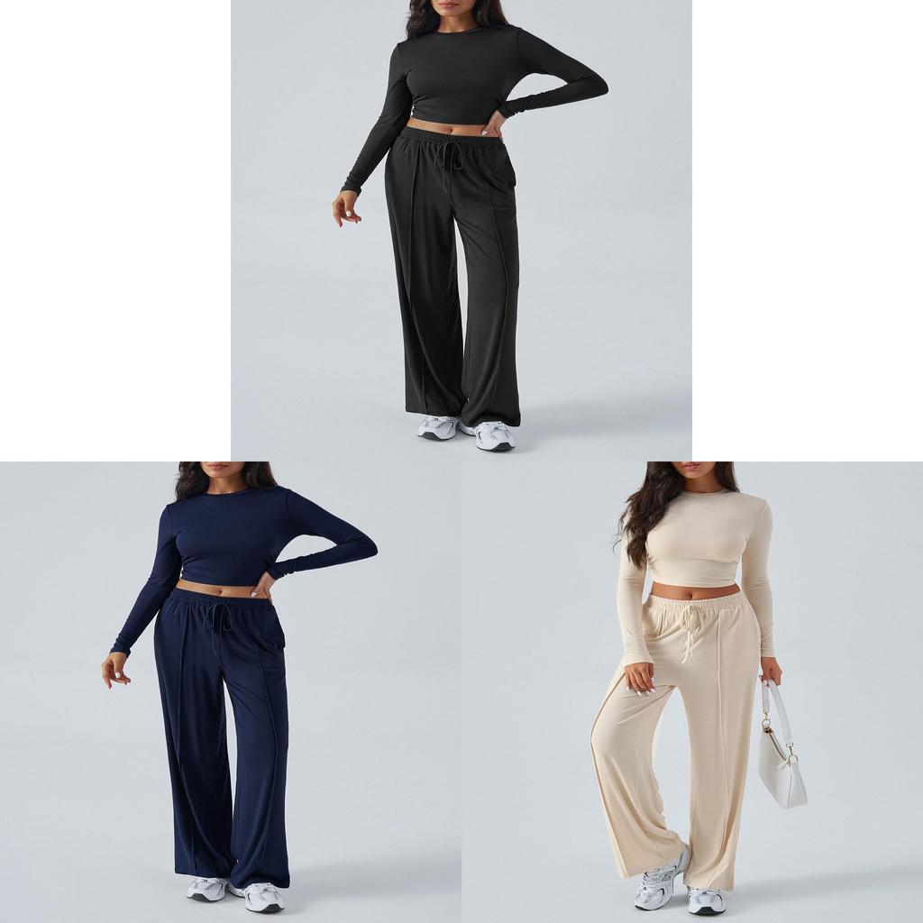 Pure Color Casual Pants For Women With Wide Leg Design For Autumn Winter Comfort