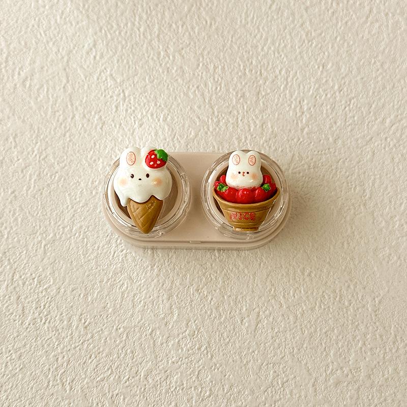 Cartoon Katze Kontaktlinsenetui Tragbare Mini Kontaktlinsenbox mit Pinzette Saugstab Set Reise Linsenaufbewahrung für Frauen Mädchen