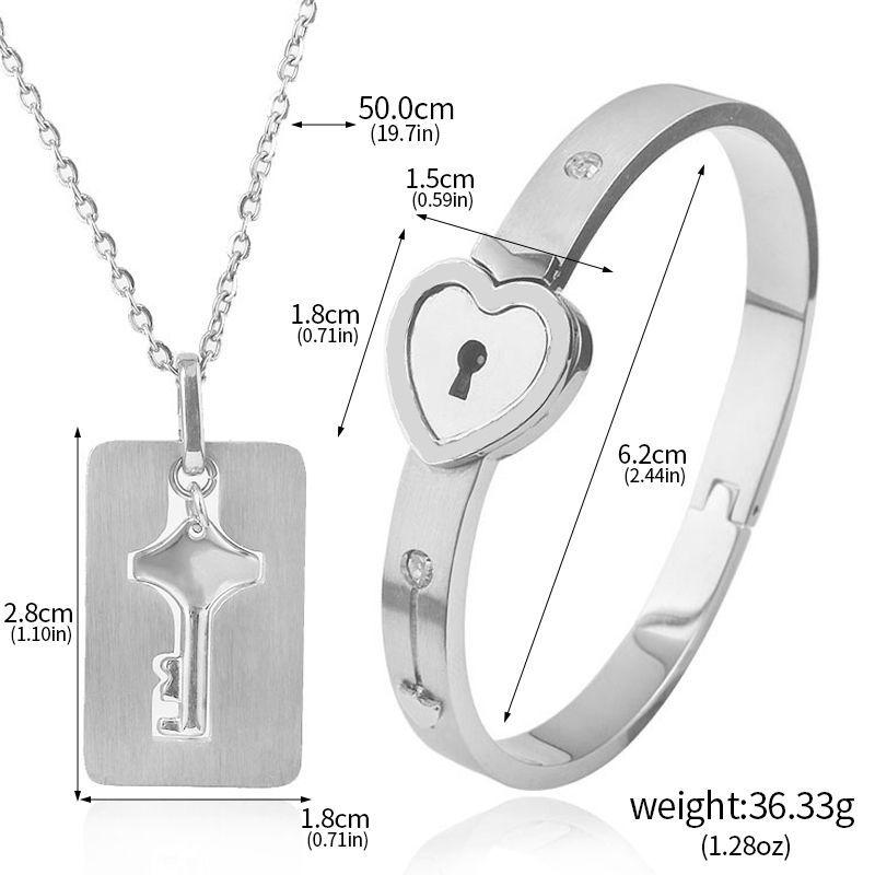 

Valentine s Day Stainless Steel Bracelet Love Lock Bracelet Can Be Opened Key Pendant Necklace Men And Women Couple Jewelry Gift B00070-01
