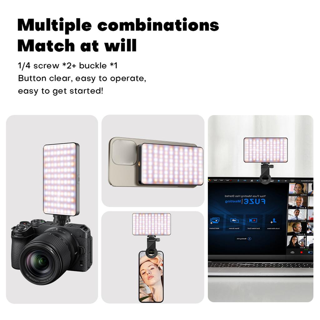 Magnetic RGB Video Light Pocket LED Fill Light 2500K 9000K Dimmable 22 Scene Lighting Effects Video Conference Light