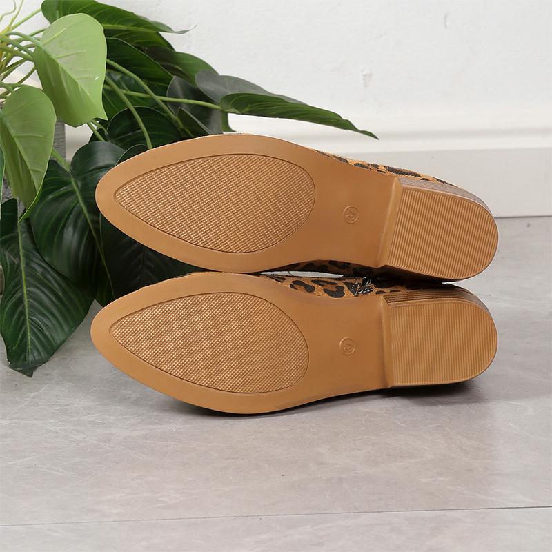 Fashion Women Leopard Pointed Toe Ankle Chelsea Boots Suede Mid Heels Shoes 2024 Winter Designer New Party Shoes Pumps Trend Femme Shoes