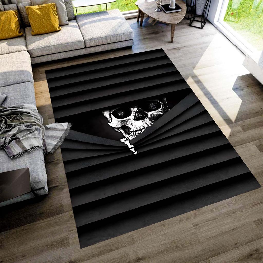 Stone Hole Skull Print Carpet Terror Skull 2D Printed Door Mat Living Room Bedroom Home Decor Carpet