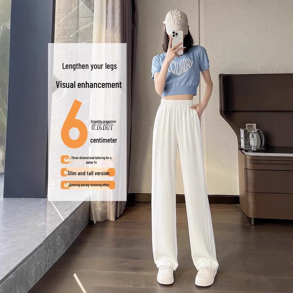 Women's Summer High-Waisted Black Wide-Leg Floor-Length Pants