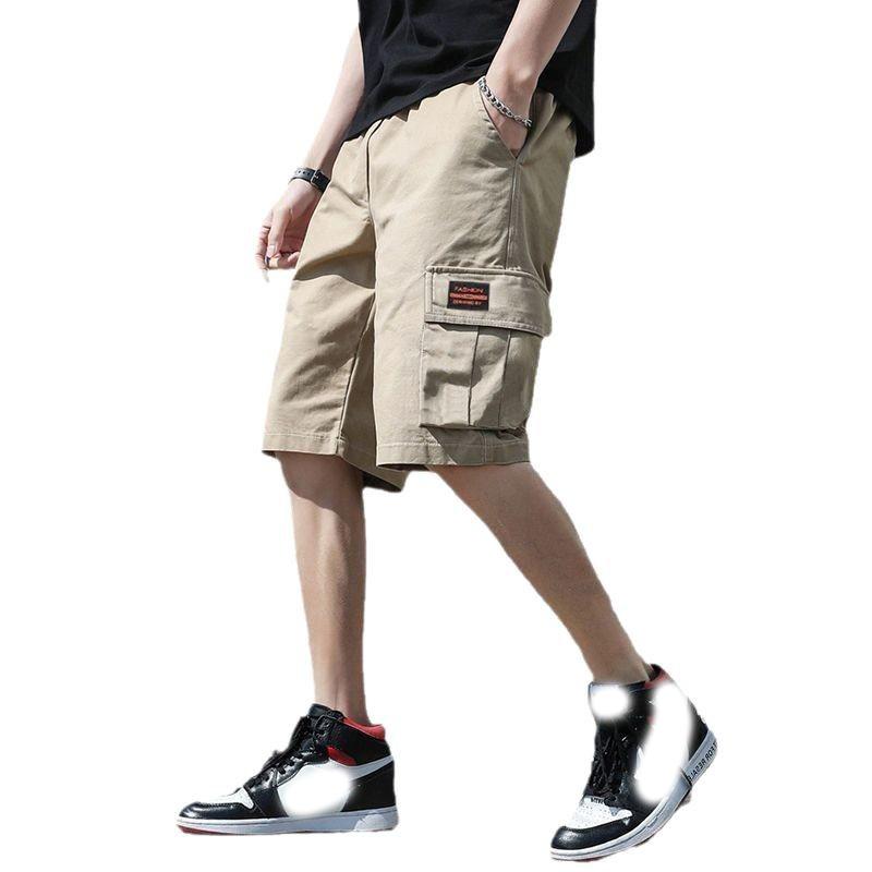 Men Trend Cargo Shorts Men's Letter Print Pocket Shorts Summer New Fashion Casual Straight Shorts Male Ropa Hombre